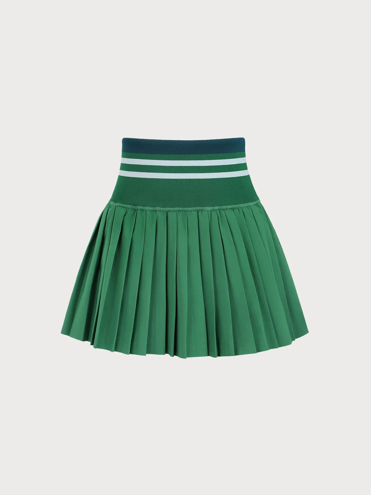 Green Pleated Pockets Sports Skirt