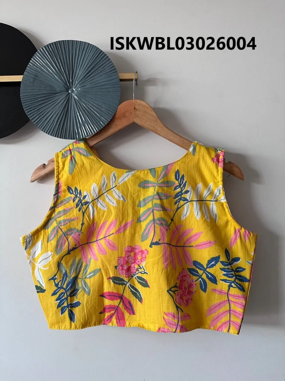 Hand Crafted Hand Block Printed Cotton Blouse-ISKWBL03026004