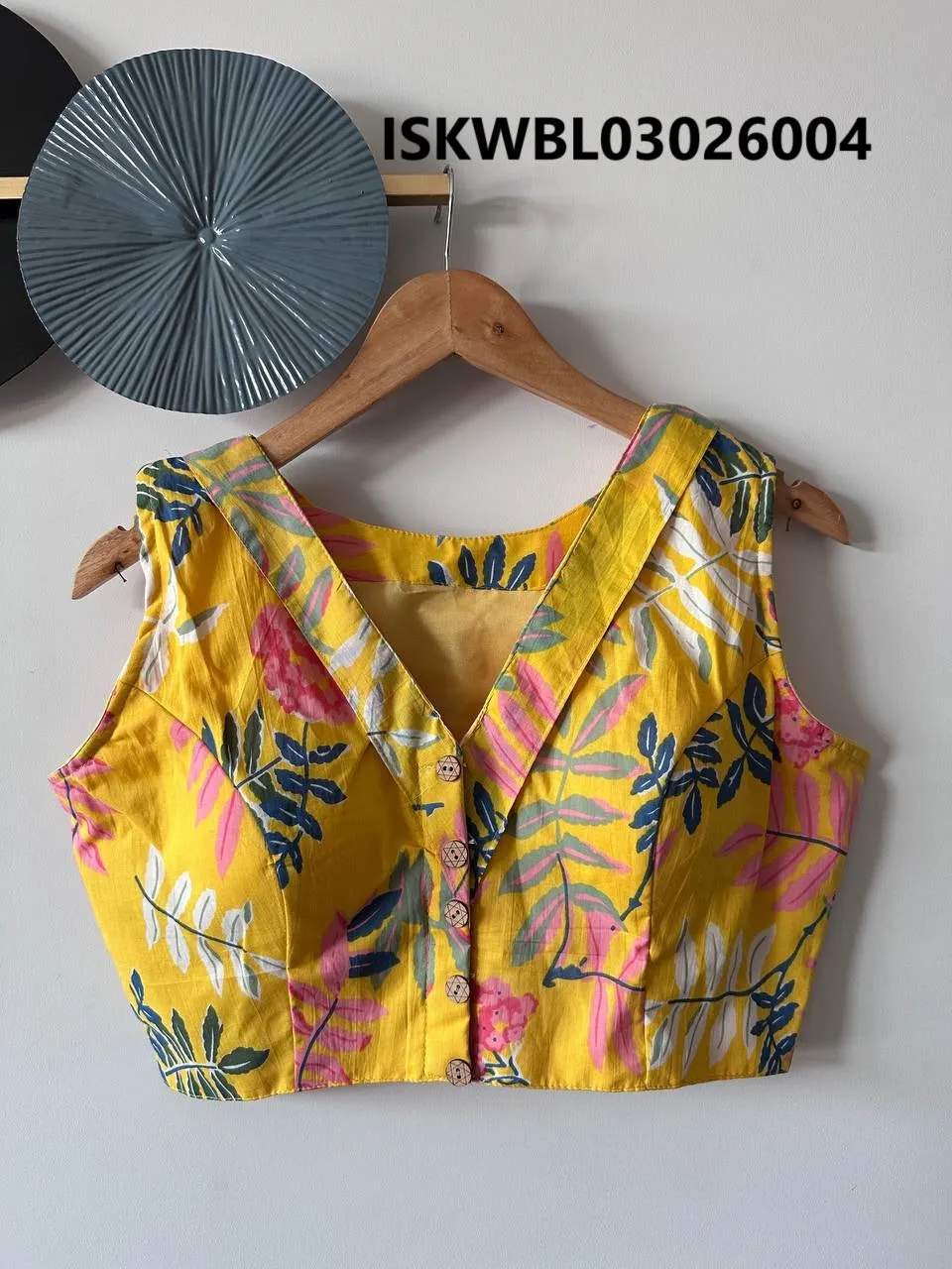 Hand Crafted Hand Block Printed Cotton Blouse-ISKWBL03026004