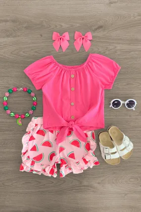 Hot Pink Watermelon Short Set
