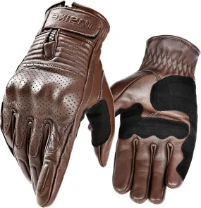 INBIKE Motorcycle Gloves for Men Premium Genuine Perforated Leather Breathable Motorbike Riding Gloves Touchscreen with Hard Knuckle