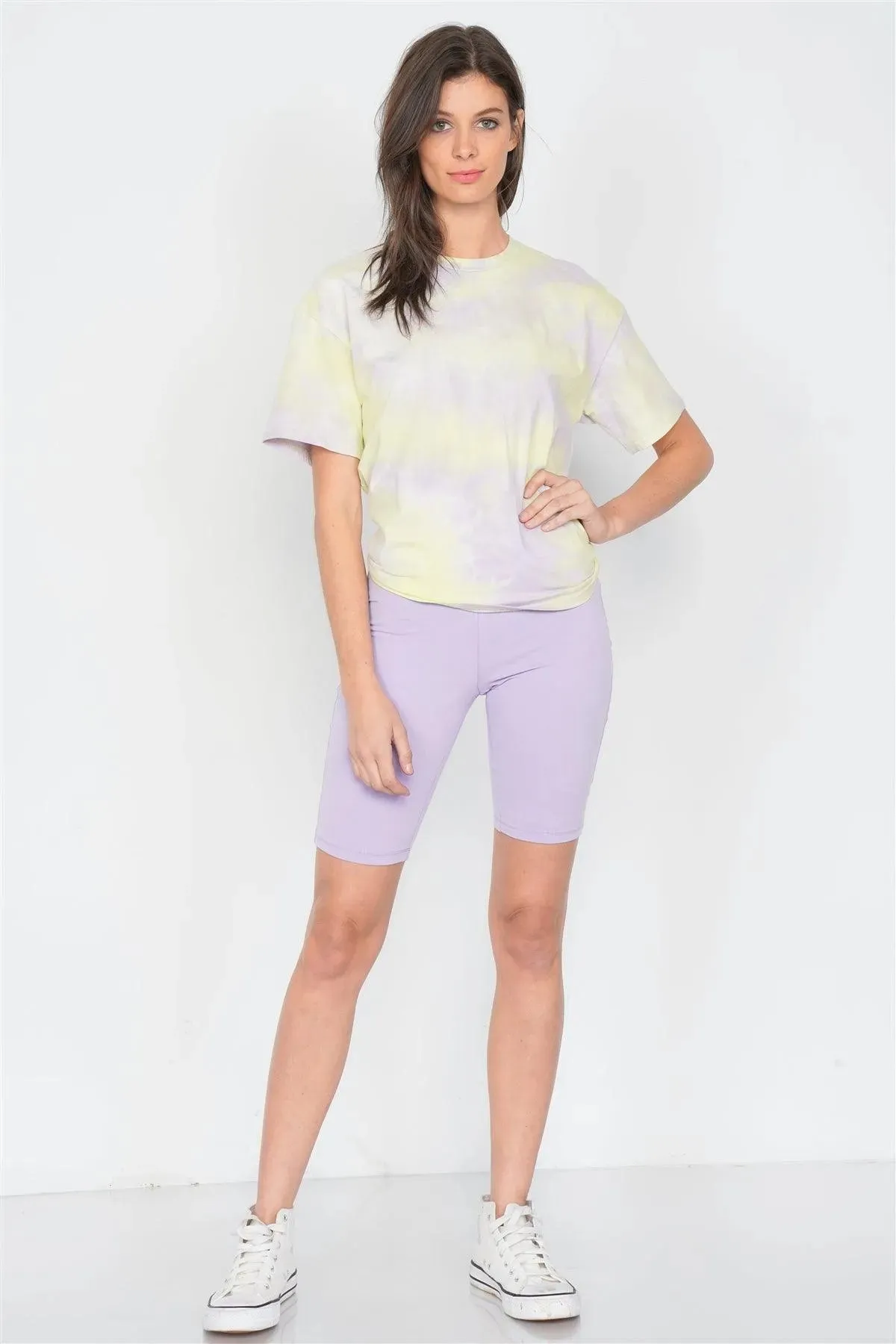 Lavender Stretchy Athletic Biker Shorts /4-2-1