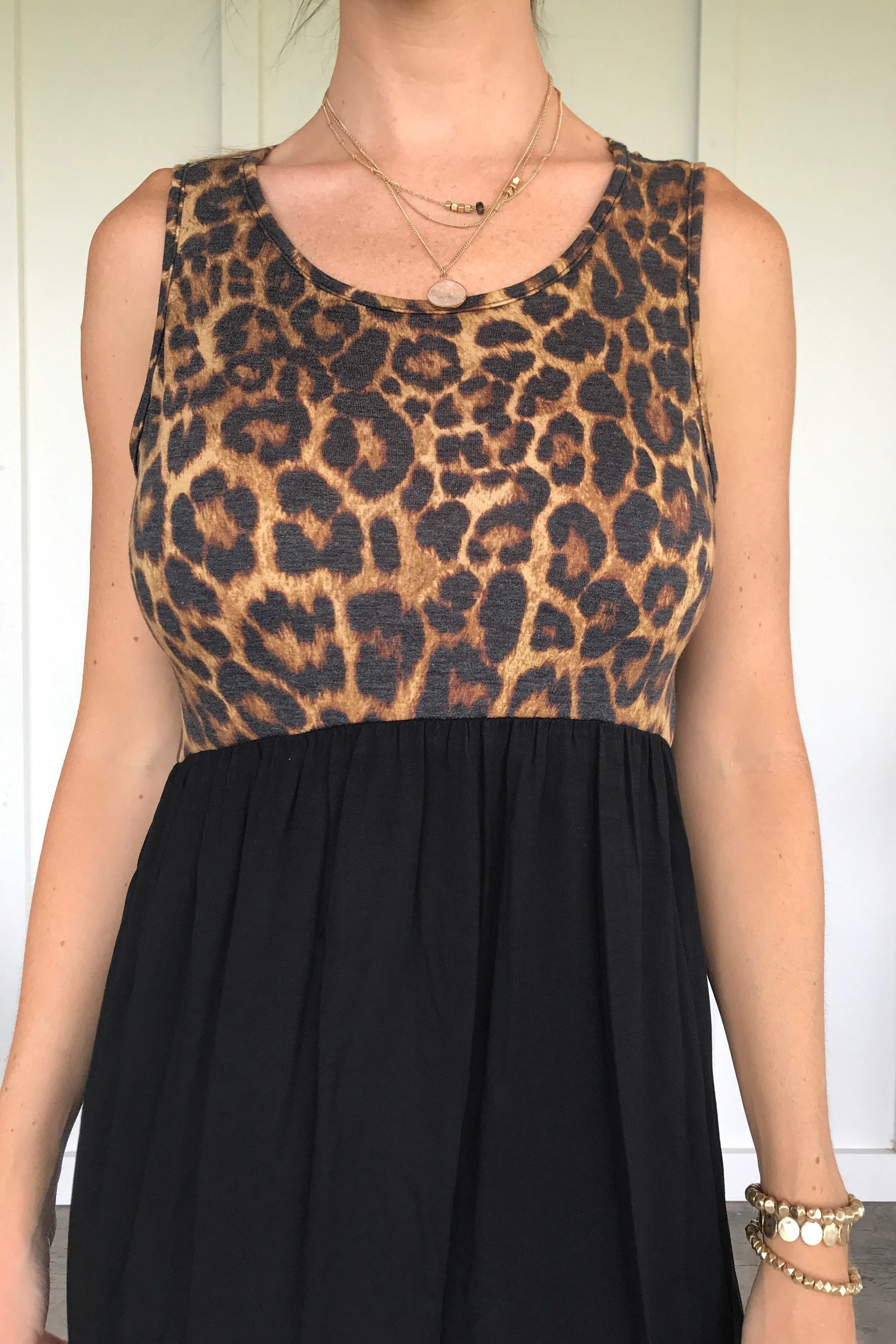 Leopard Top Midi Dress