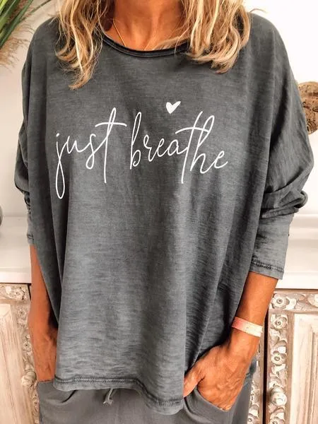 LETTER CASUAL LONG SLEEVE COTTON-BLEND SHIRTS & TOPS