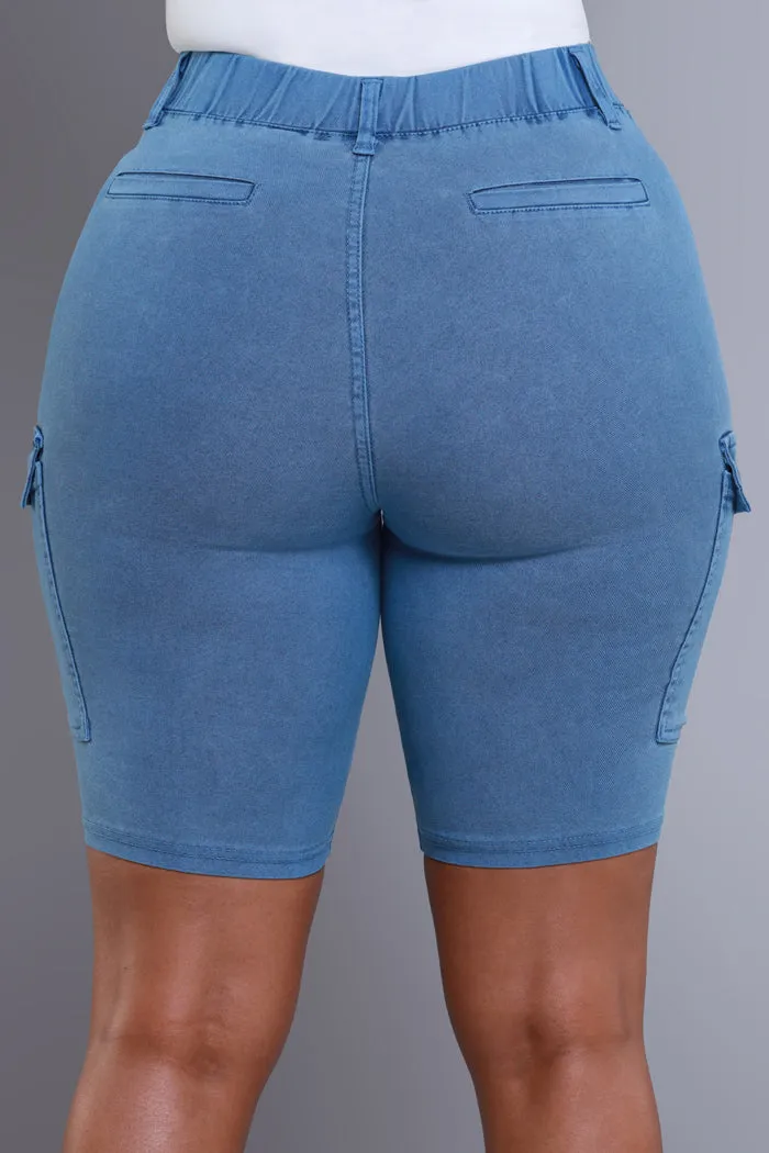 Make Some Noise Pull On Cargo Bermuda Shorts - Blue