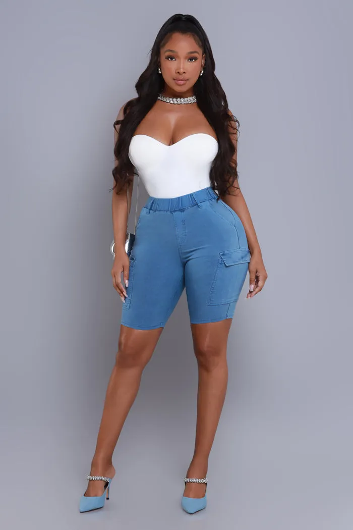 Make Some Noise Pull On Cargo Bermuda Shorts - Blue
