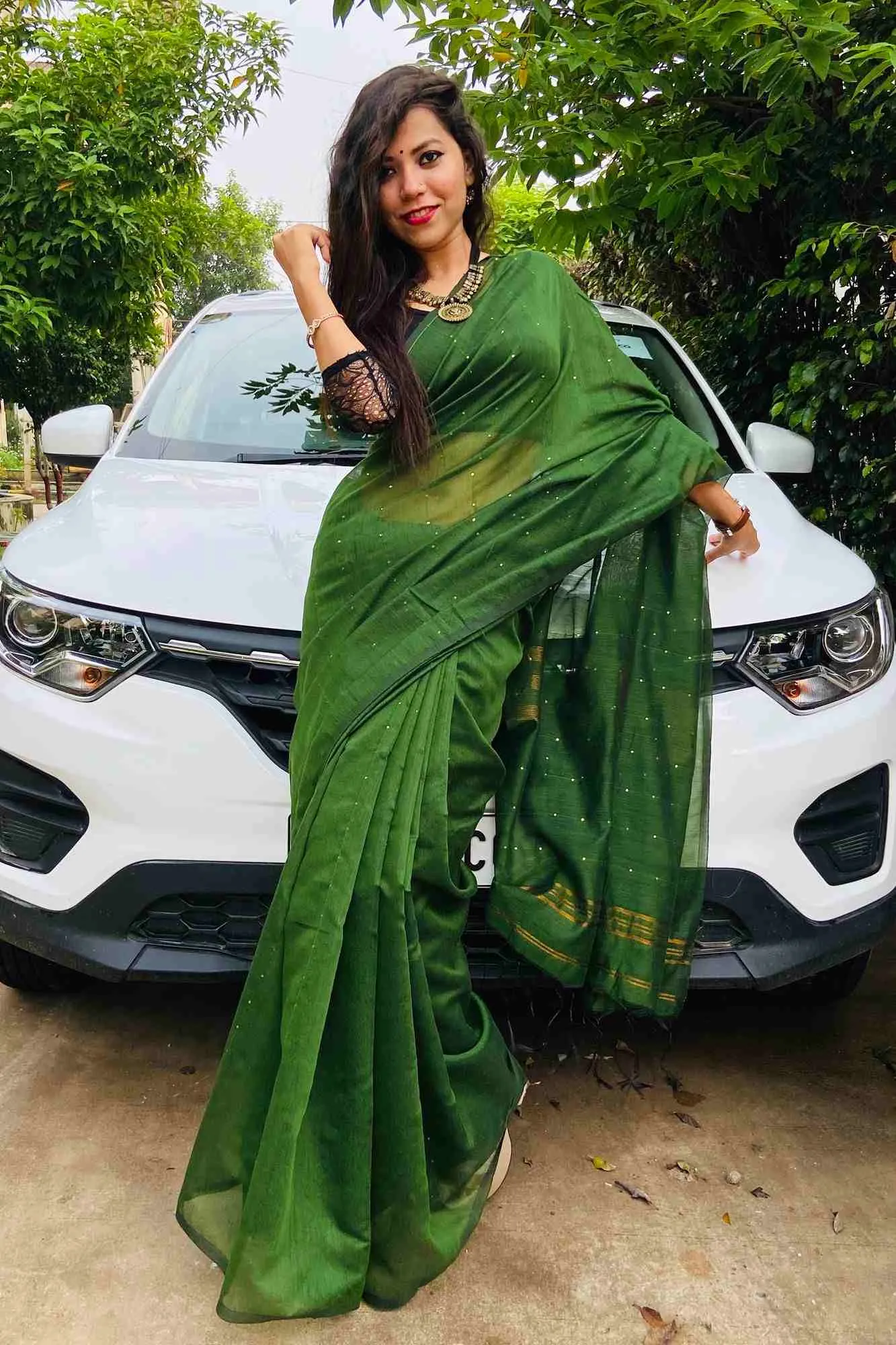 Matka cotton silk with sequins all over wrap in 1 minute saree