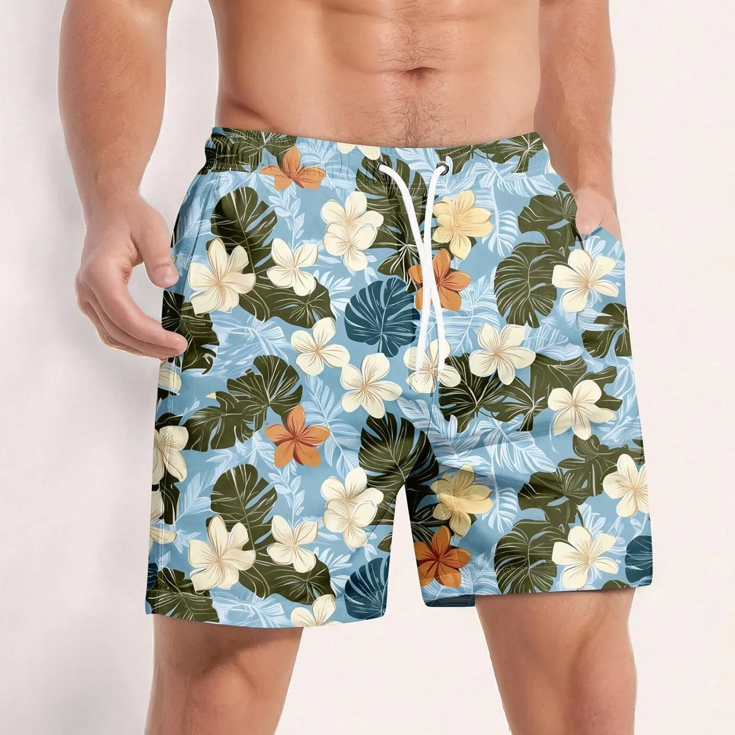 Men Swim Trunks Quick Dry Beach Swim Shorts Stretchy Board Shorts Swimsuits with Pockets