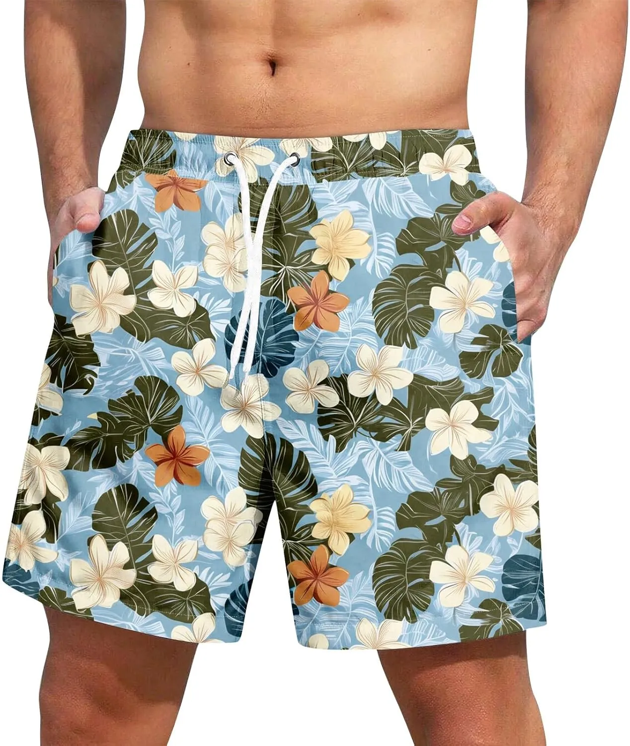 Men Swim Trunks Quick Dry Beach Swim Shorts Stretchy Board Shorts Swimsuits with Pockets