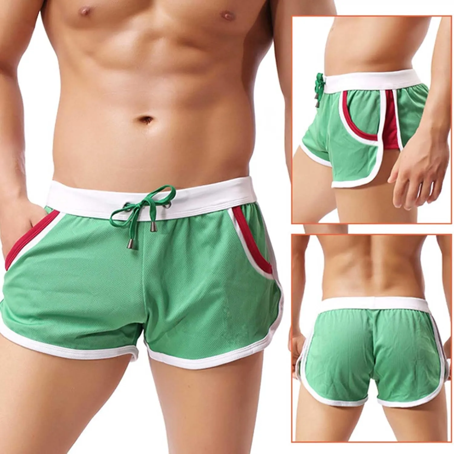 Men's Color Block Running Shorts Summer Quick Dry Mesh Gym Athletic Shorts Breathable Jogging Short with Pockets