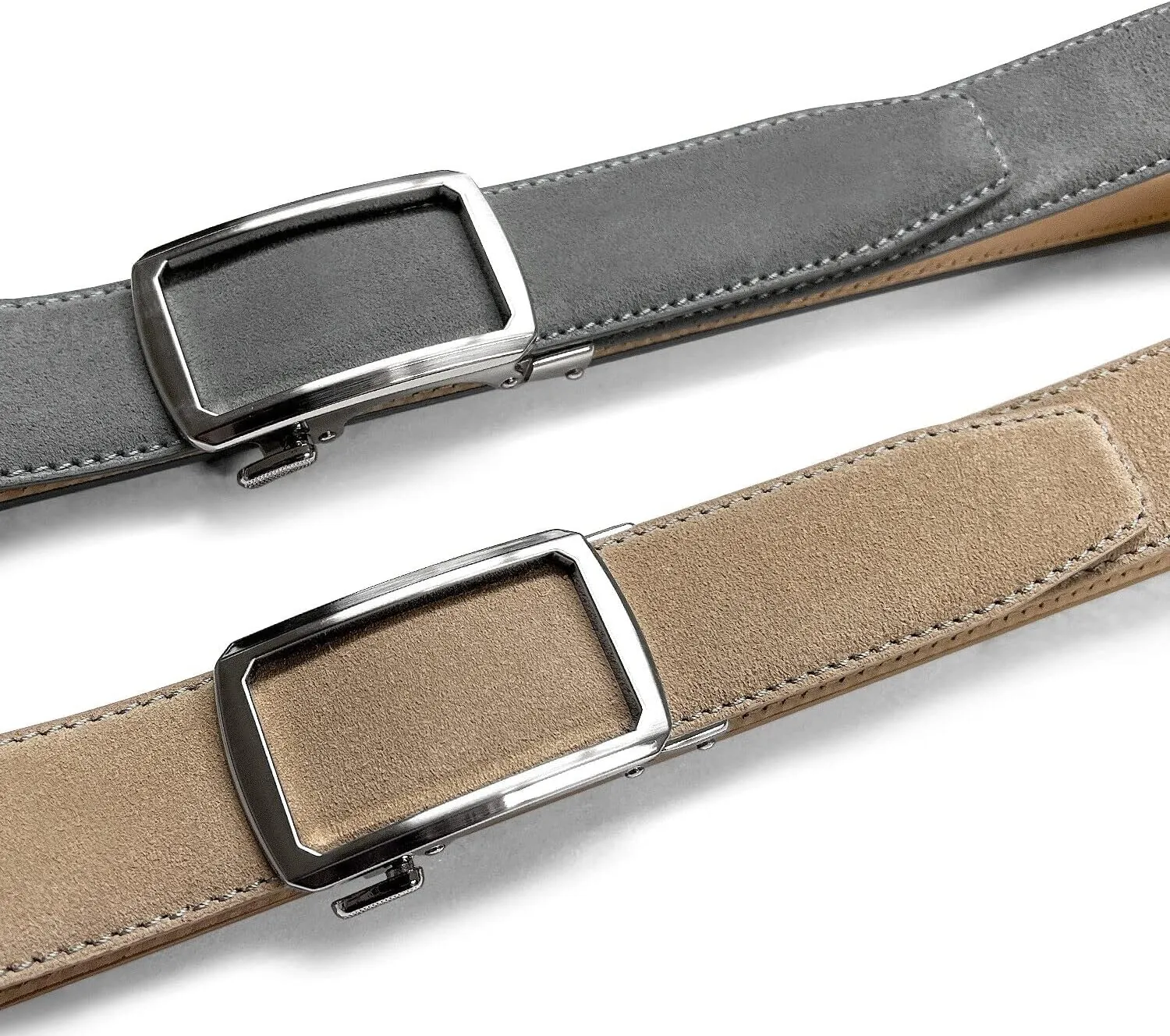 Men's Suede Leather Belt Genuine Leather Casual Dress Belt or Ratchet Belt Multi Color & Width Style