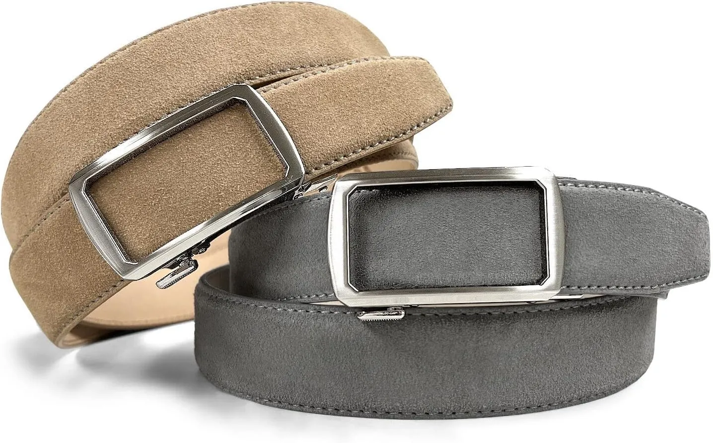 Men's Suede Leather Belt Genuine Leather Casual Dress Belt or Ratchet Belt Multi Color & Width Style