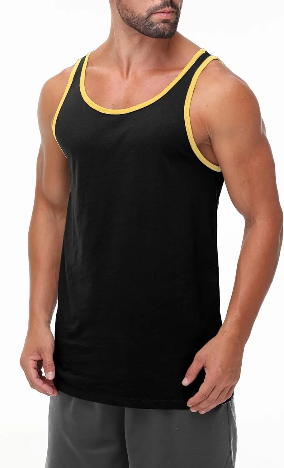 Mens Tank Top Sleeveless Muscle Shirts Soft Cotton Casual T Shirt for Gym Workout