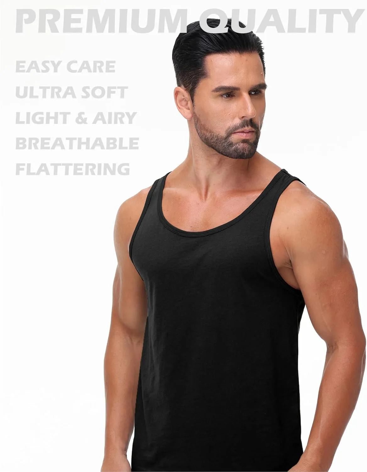 Mens Tank Top Sleeveless Muscle Shirts Soft Cotton Casual T Shirt for Gym Workout