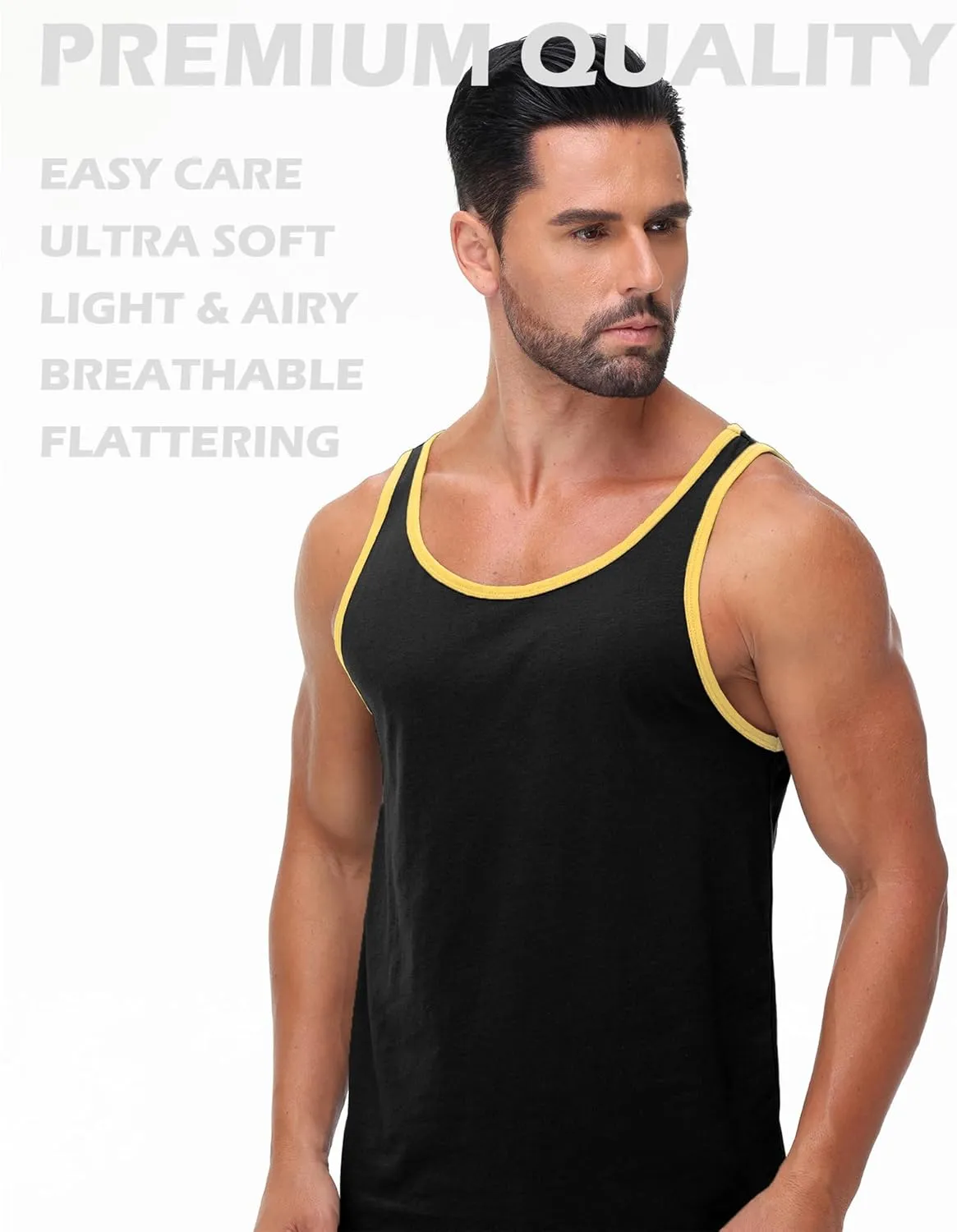 Mens Tank Top Sleeveless Muscle Shirts Soft Cotton Casual T Shirt for Gym Workout