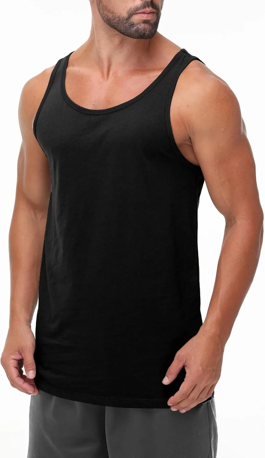 Mens Tank Top Sleeveless Muscle Shirts Soft Cotton Casual T Shirt for Gym Workout