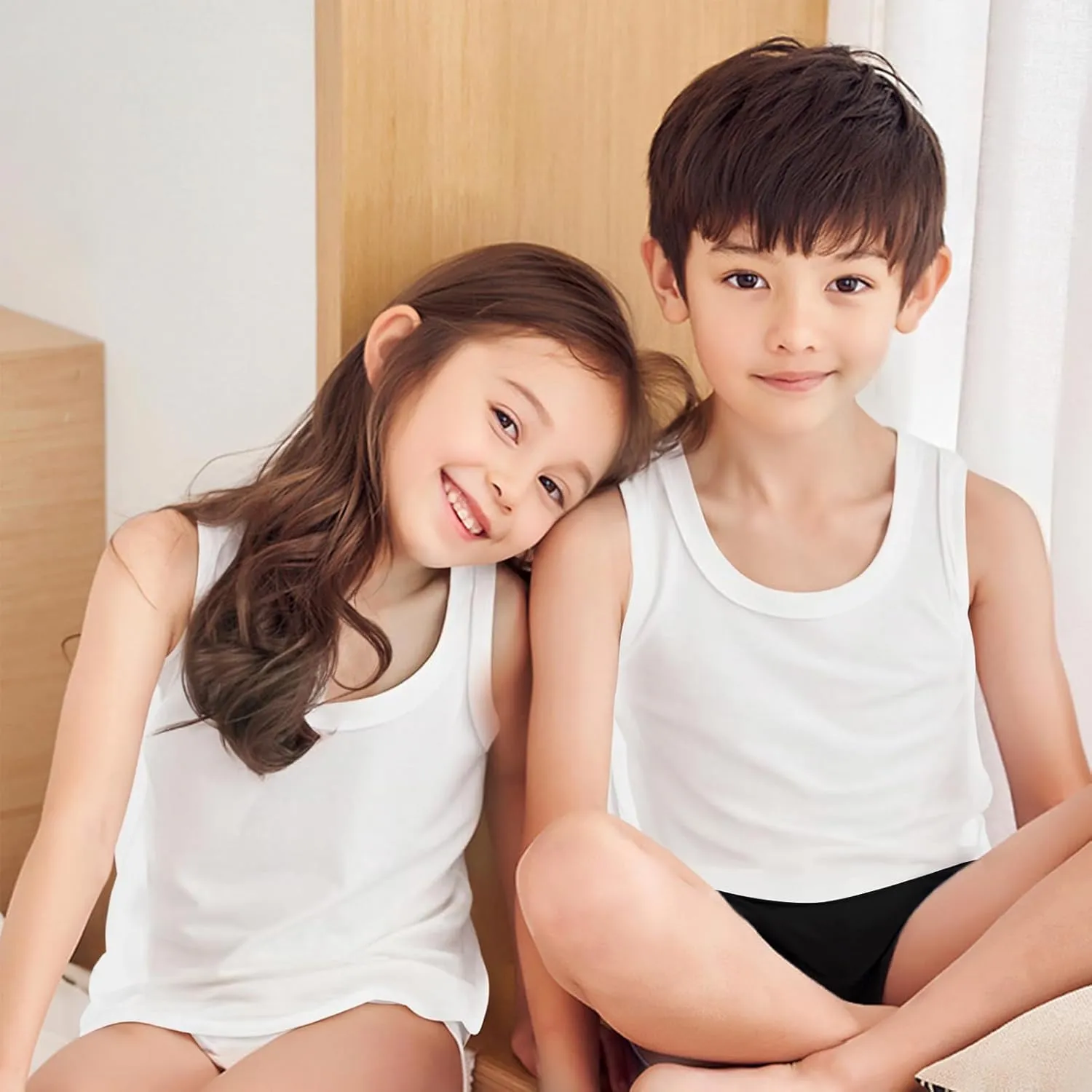 Phedrew 6 Pcs Kids Soft Undershirt Tank Tops Cotton Undershirt Sleeveless Shirts for Girls Boys Unisex