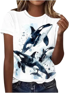 Plus Size Short Sleeve T Shirt for Women Casual Graphic Crewneck Tunic Tops Lightweight Soft Summer Shirts