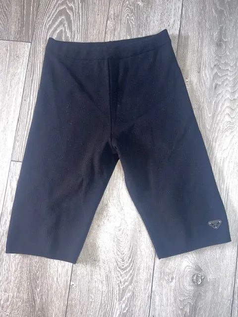 Prada Logo Plaque Jersey Stretch Shorts