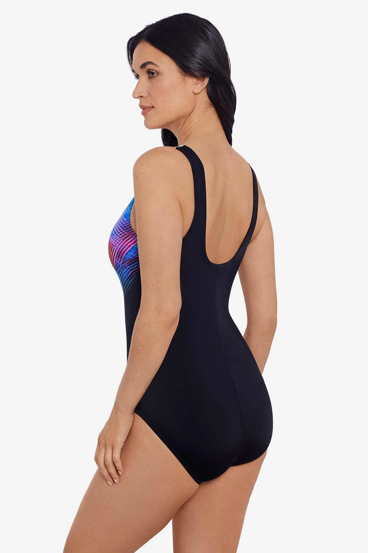 Prismatic Crosshatch High Neck Tank One Piece