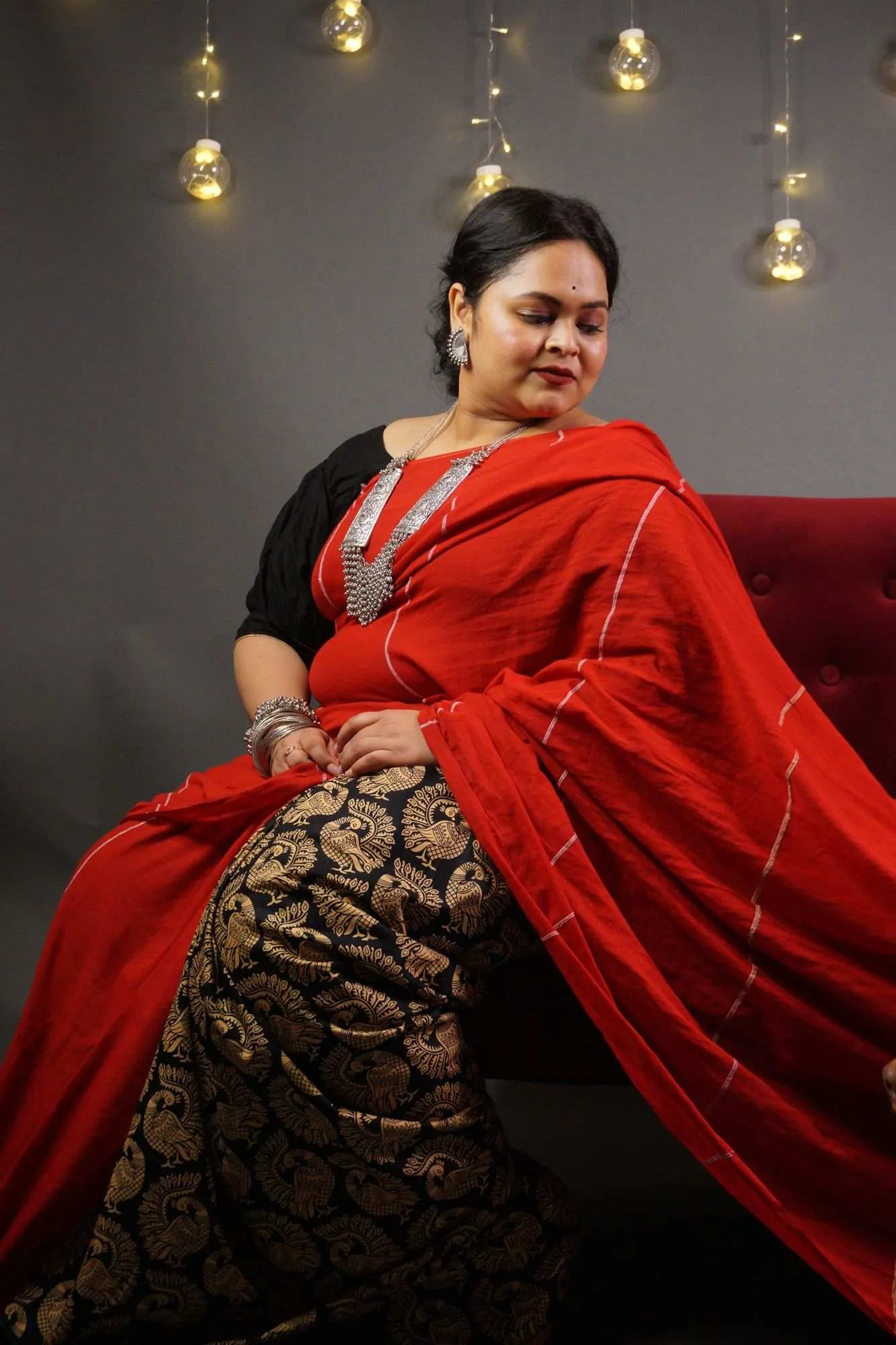 Pure cotton handloom half & half wrap in 1 minute saree
