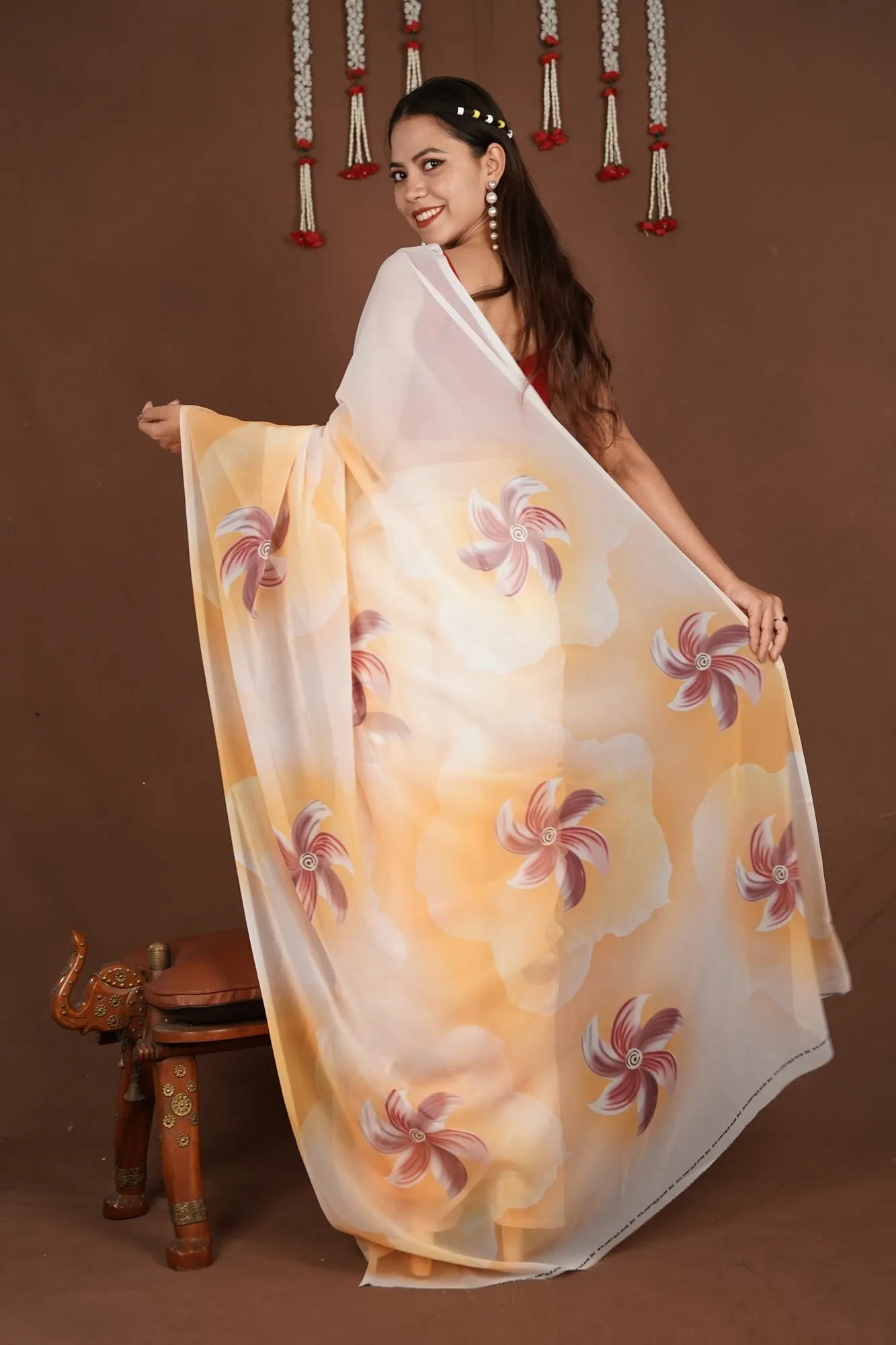 Ready To Wear Breezy Georgette Printed Wrap in 1 minute saree