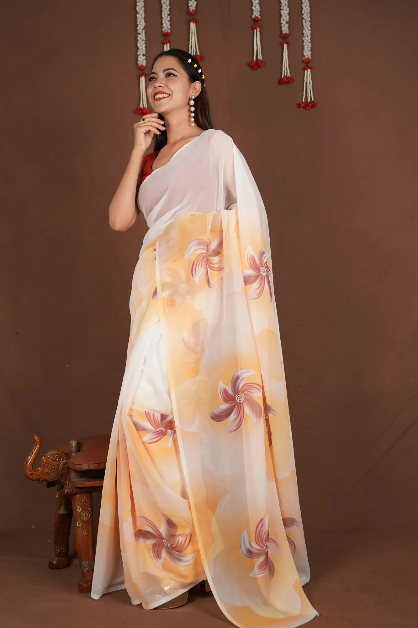 Ready To Wear Breezy Georgette Printed Wrap in 1 minute saree