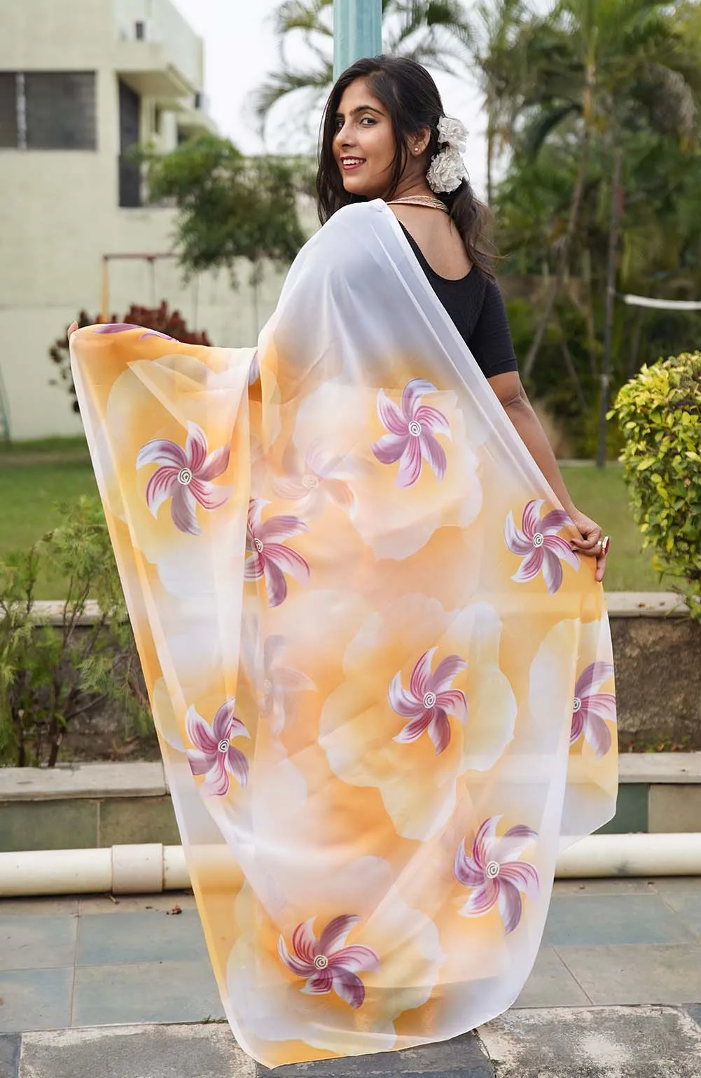 Ready To Wear Breezy Georgette Printed Wrap in 1 minute saree