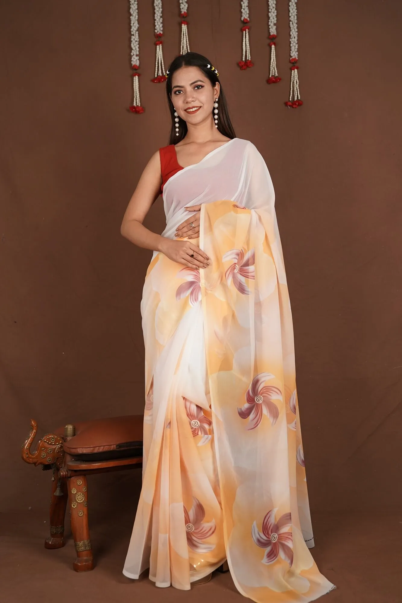 Ready To Wear Breezy Georgette Printed Wrap in 1 minute saree