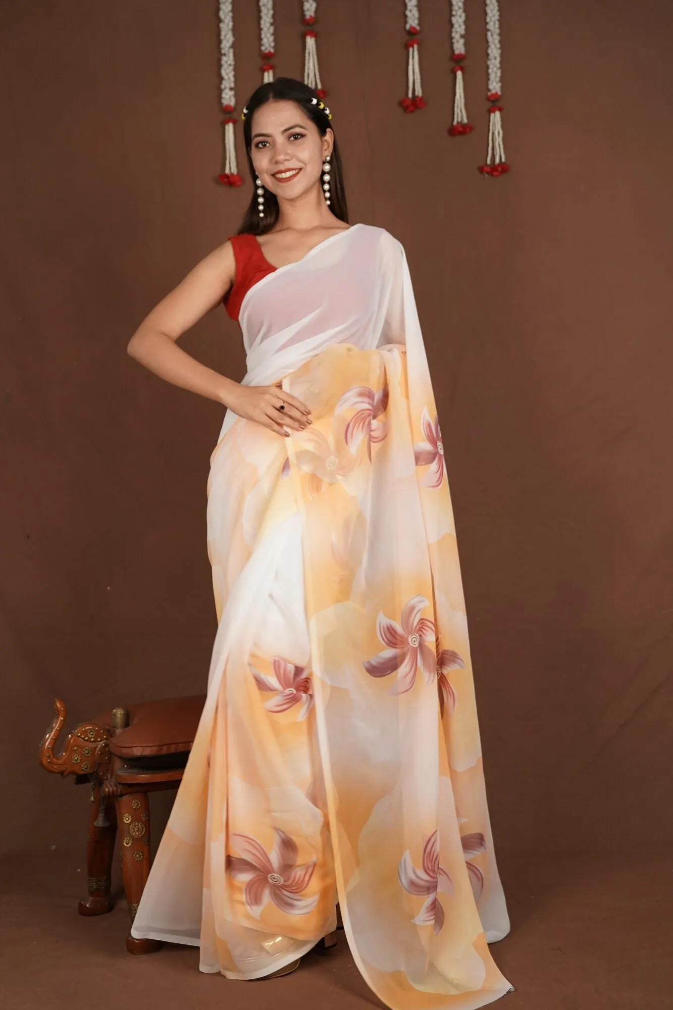 Ready To Wear Breezy Georgette Printed Wrap in 1 minute saree