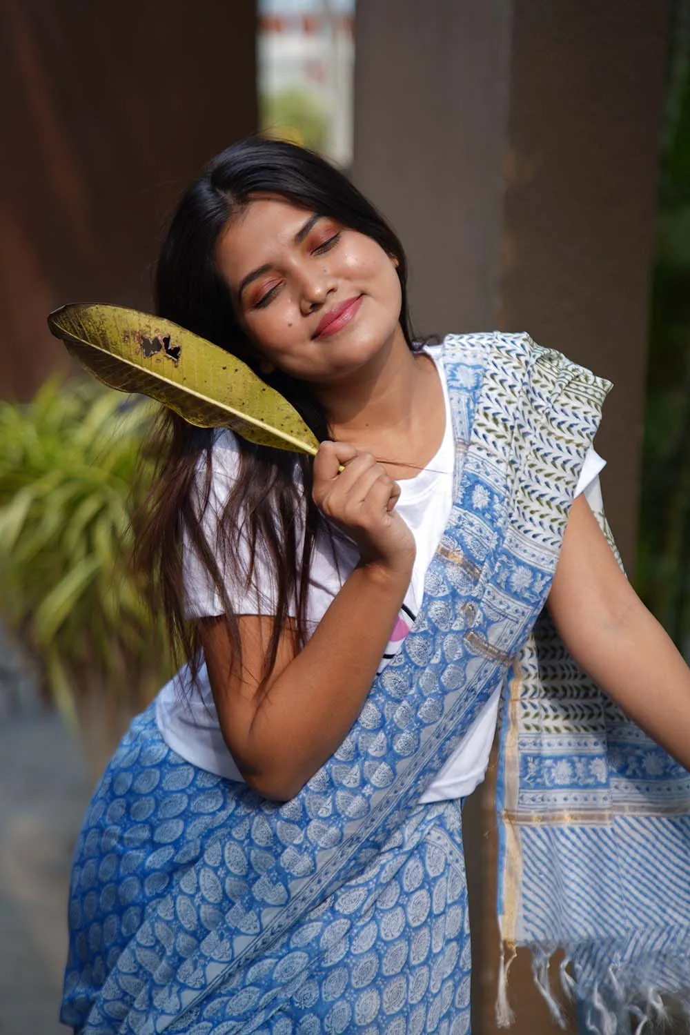 Ready to wear Jaipuri Sanganeri Handblock Print mulmul one minute saree
