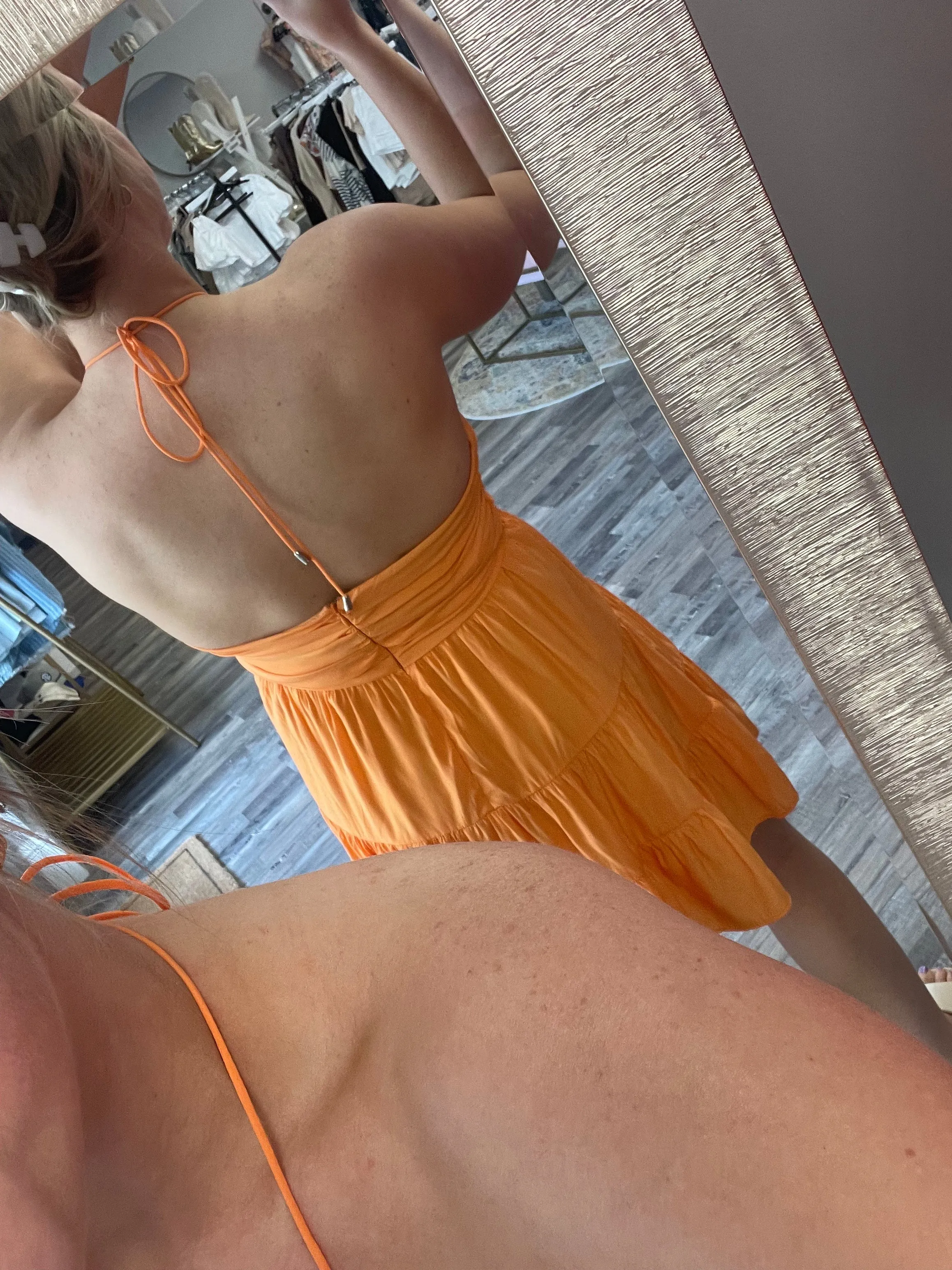 Ruched Detail Halter Dress - Apricot