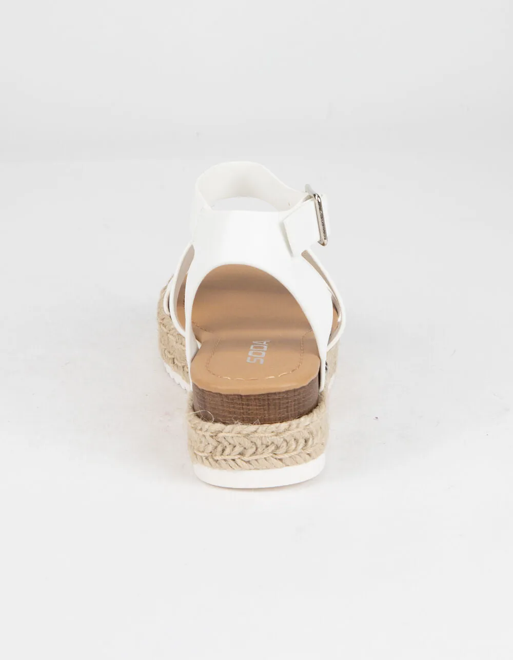 Soda Women Top Shoe Bryce Open Toe Buckle Ankle Strap Espadrilles White Sandal