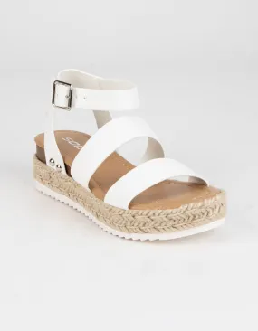 Soda Women Top Shoe Bryce Open Toe Buckle Ankle Strap Espadrilles White Sandal