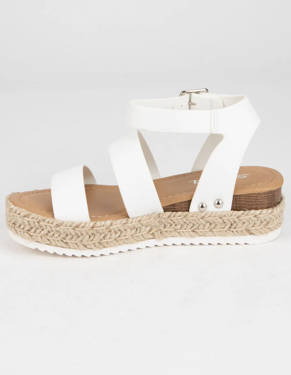 Soda Women Top Shoe Bryce Open Toe Buckle Ankle Strap Espadrilles White Sandal
