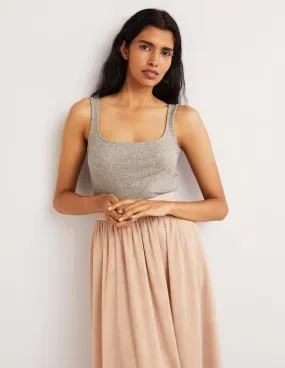 Soft Ribbed Vest-Grey Marl