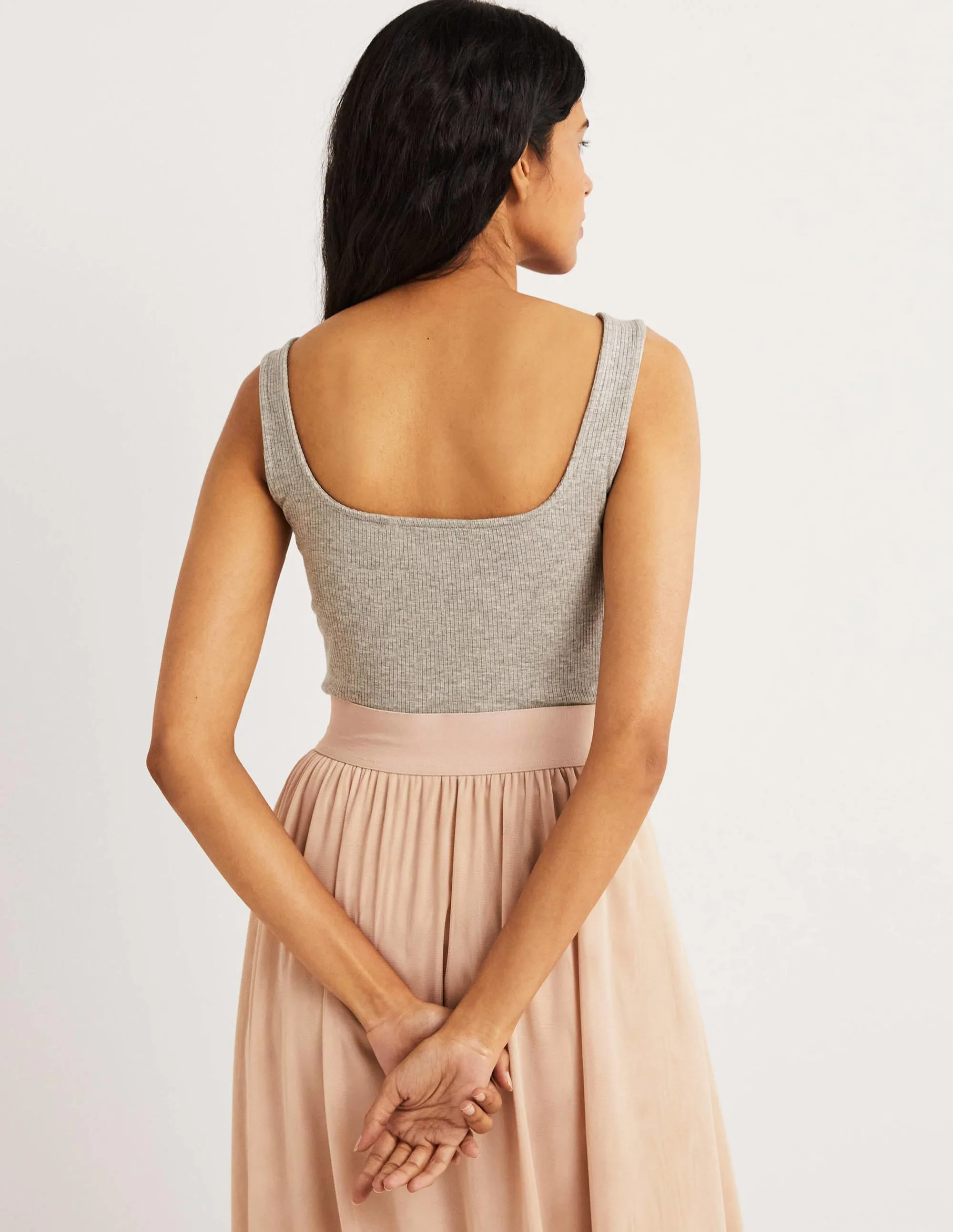 Soft Ribbed Vest-Grey Marl