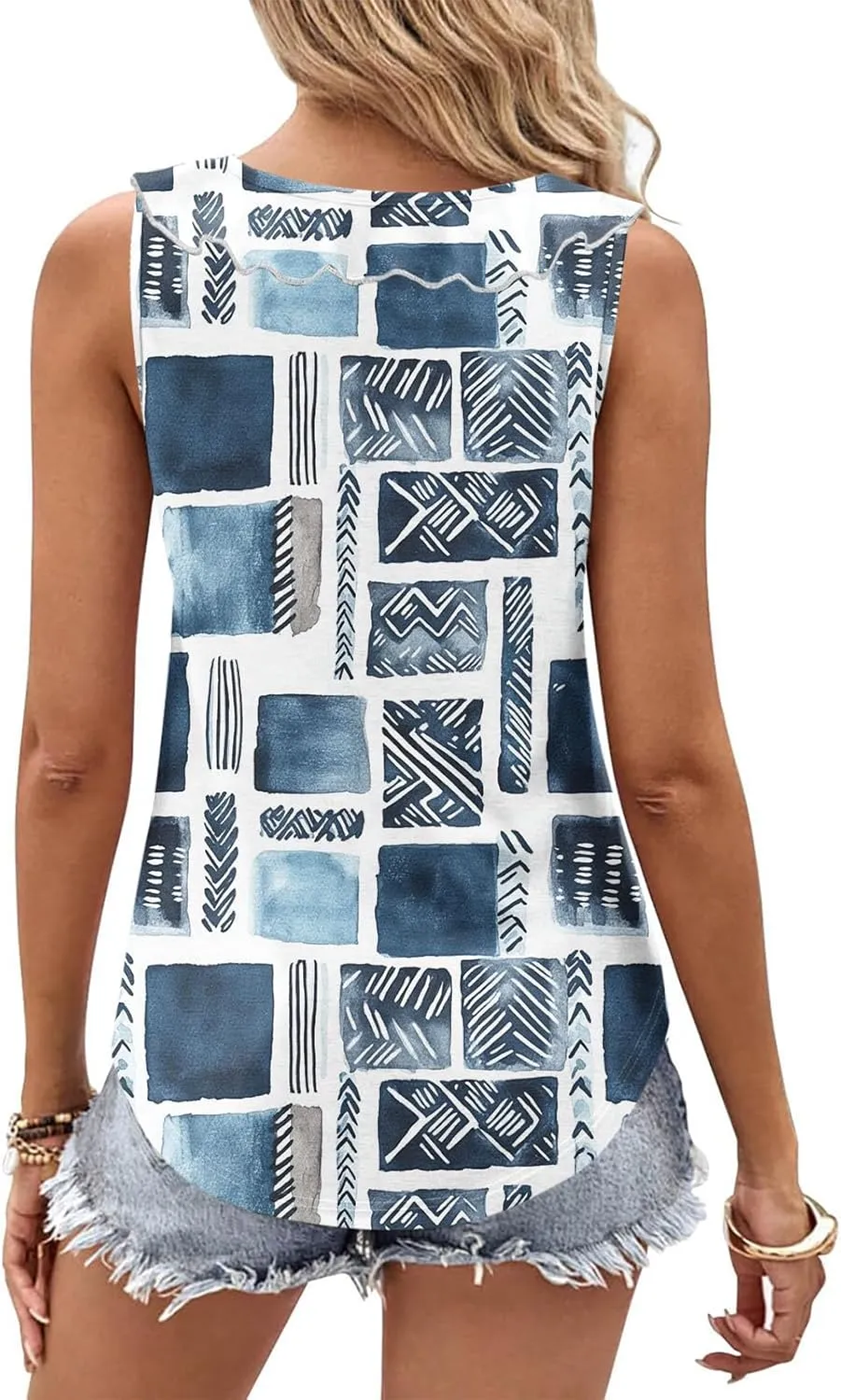 Summer Tank Tops for Women 2025 Fashion Printed V Neck Sleeveless Shirt Soft Comfy Trendy Beach Casual Dressy Outfits