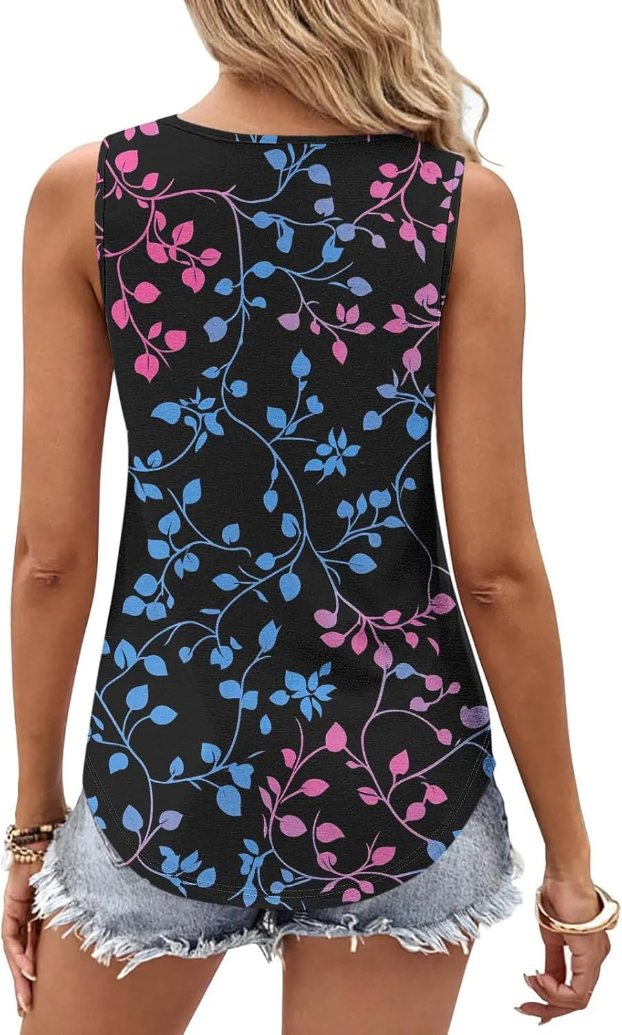 Tank Tops for Women 2025 Trendy Floral Print Comfy V Neck Slim Fit Camisole Trendy Soft Sleeveless Vacation Tank 2025