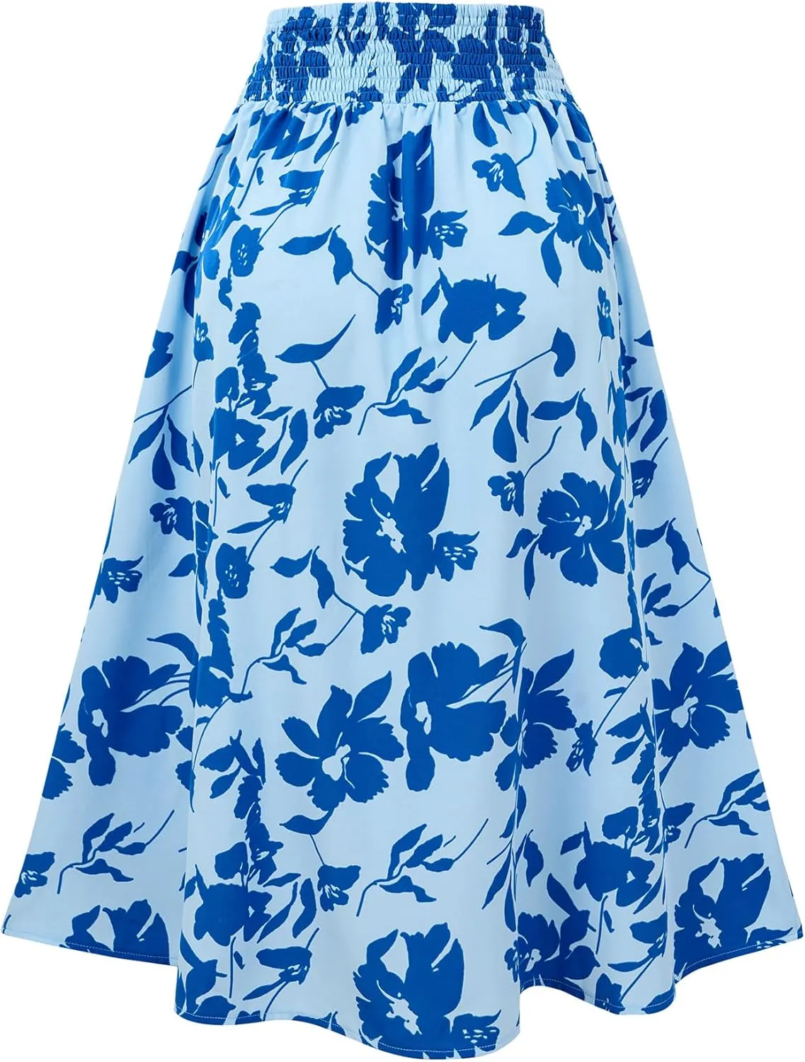 THLAI Womens Skirt Floral Midi Skirt Elastic Waist A-Line Skirt Boho Side Slit Long Skirt Spring Summer Fall Skirt