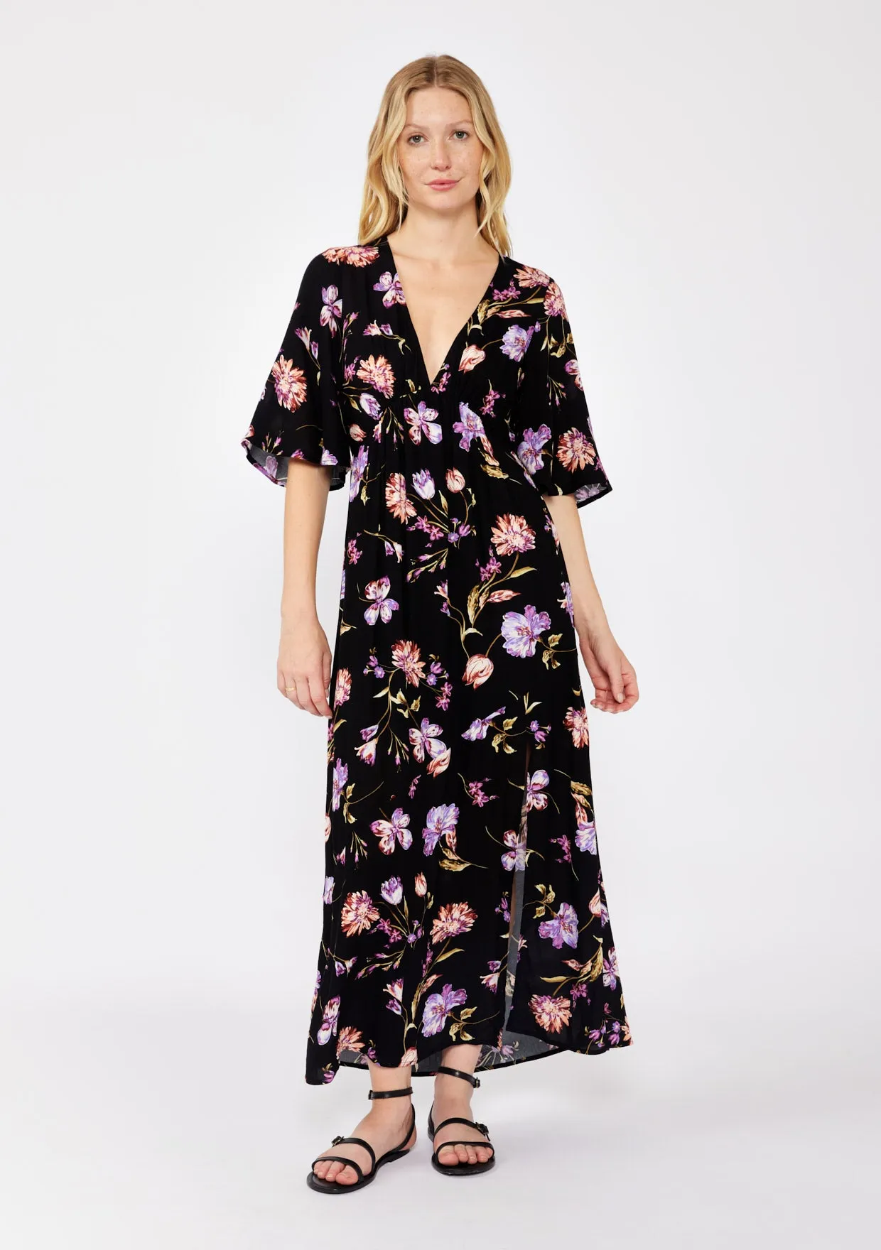 V-Neck Empire Maxi Dress with Slit