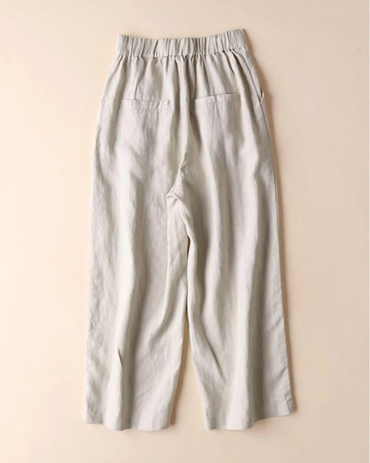Women's 100% Linen Wide Leg Pants Summer Casual Cropped Palazzo Beach Pants Outfits 2025 Trendy