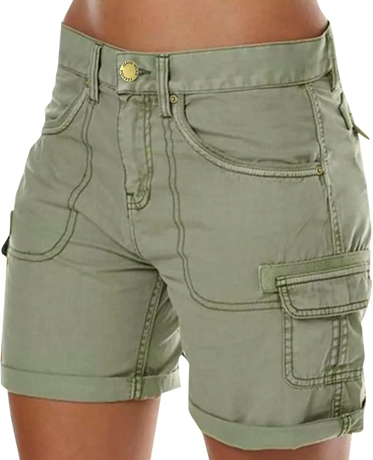Women's Cargo Shorts Summer High Waisted Bermuda Shorts Casual Trendy Hiking Outfits Knee Length Pant with Pockets