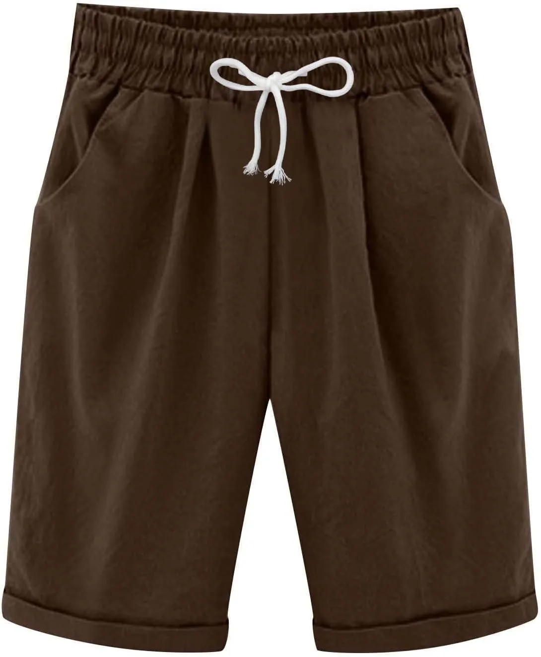 Women's Cargo Shorts Summer High Waisted Bermuda Shorts Casual Trendy Hiking Outfits Knee Length Pant with Pockets