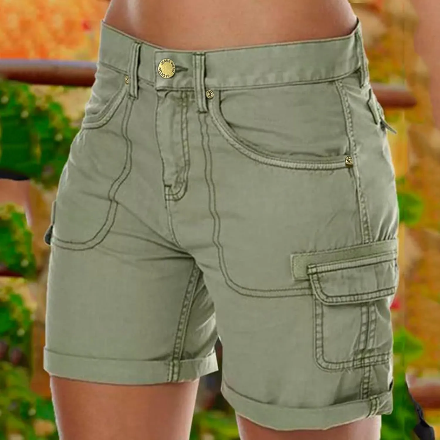 Women's Cargo Shorts Summer High Waisted Bermuda Shorts Casual Trendy Hiking Outfits Knee Length Pant with Pockets