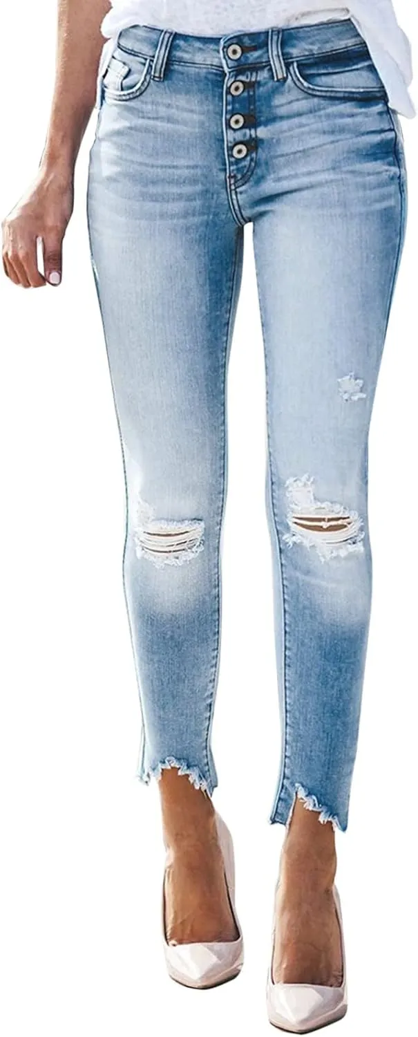Womens Classic High Waisted Skinny Stretch Butt Lifting Jeans Slim Fit Denim Pants