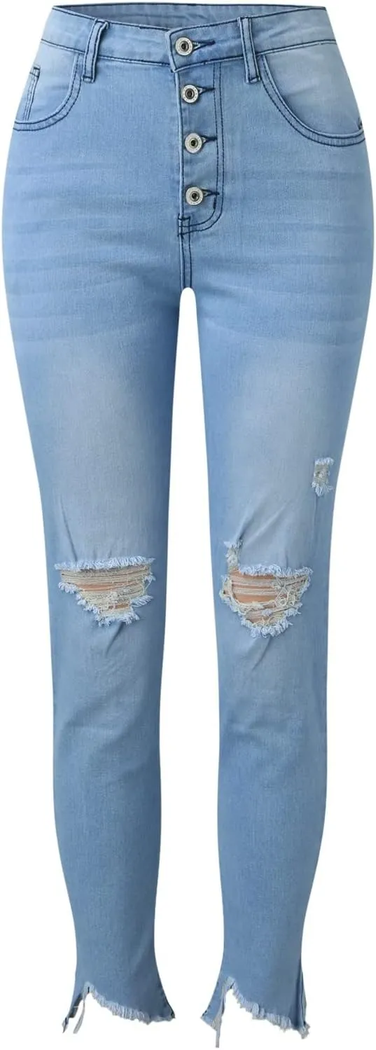 Womens Classic High Waisted Skinny Stretch Butt Lifting Jeans Slim Fit Denim Pants