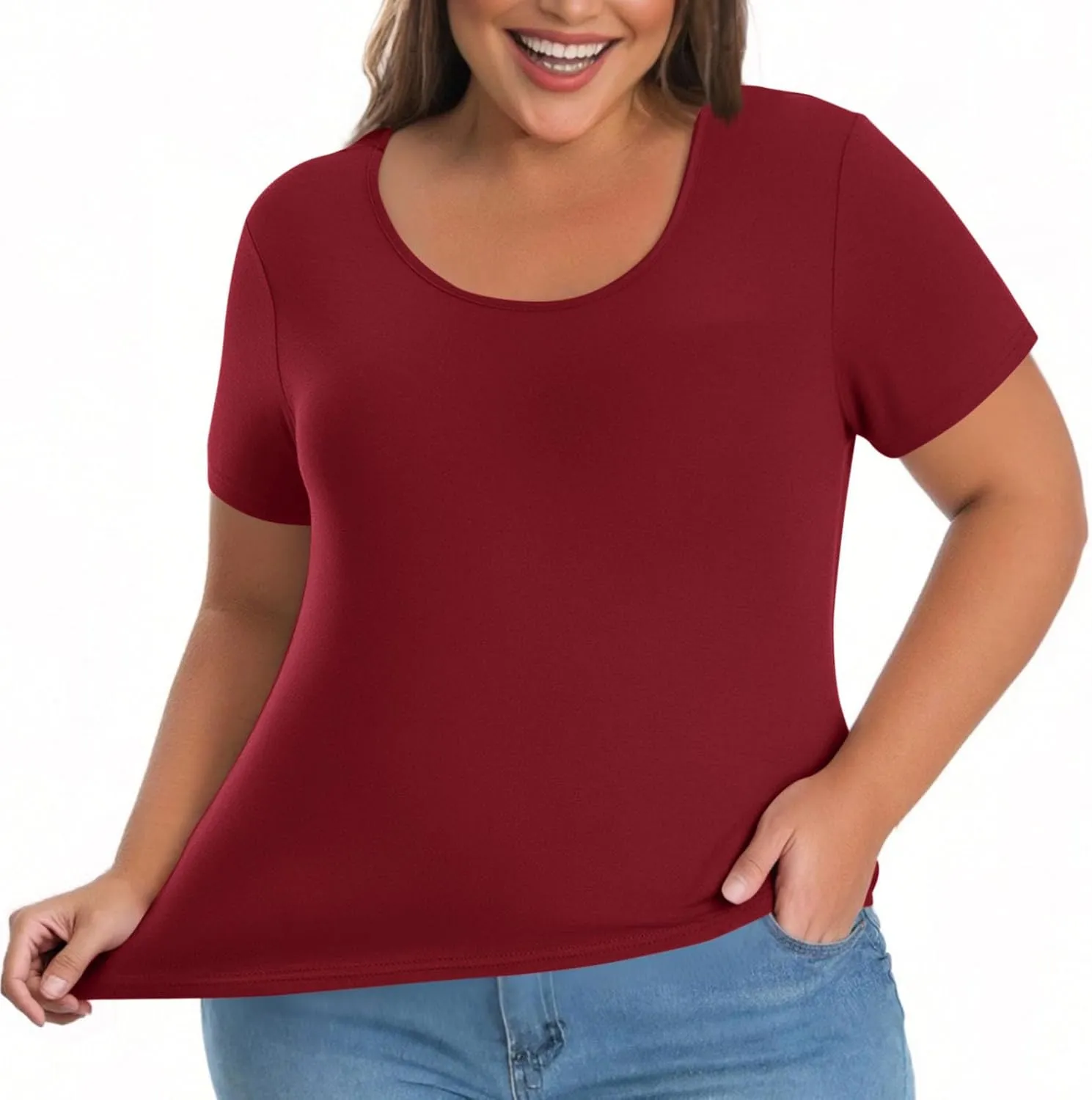Womens Plus Size Workout Tops with Built in Shelf Bra Short Sleeve T-Shirt Soft Pajama Top Yoga Athletic Shirts
