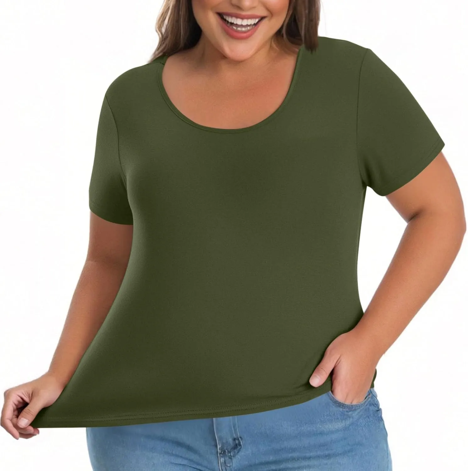 Womens Plus Size Workout Tops with Built in Shelf Bra Short Sleeve T-Shirt Soft Pajama Top Yoga Athletic Shirts