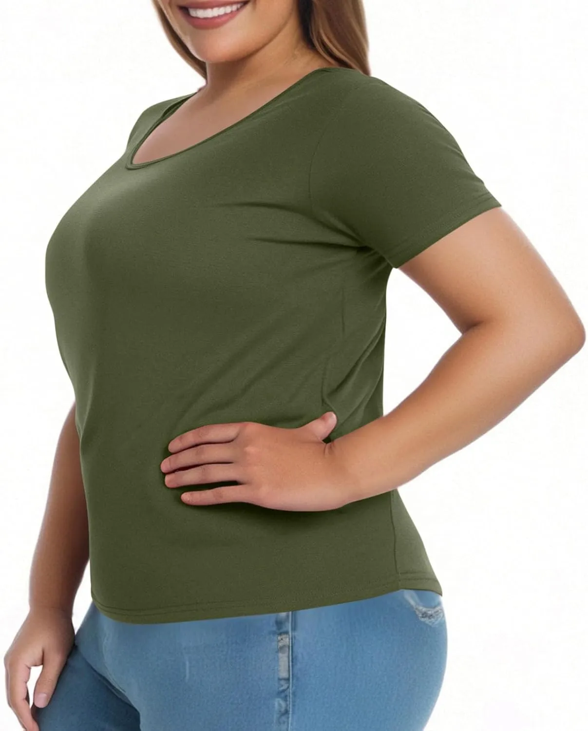 Womens Plus Size Workout Tops with Built in Shelf Bra Short Sleeve T-Shirt Soft Pajama Top Yoga Athletic Shirts